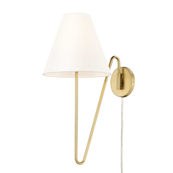 Kennedy Brushed Champagne Bronze with Ivory Linen One-Light Swing Arm Sconce, image 4
